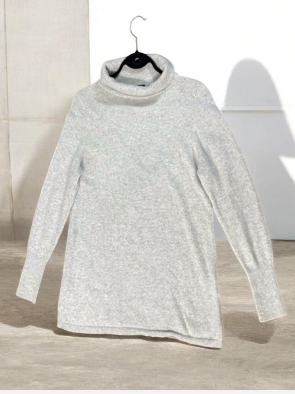 Talbots Pure Cashmere Mock Neck Grey Sweater Size L